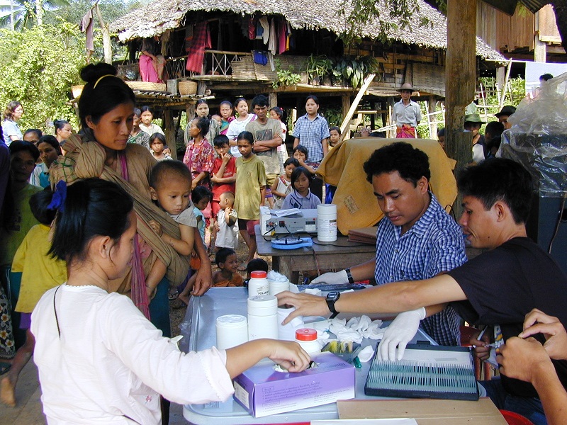 People at outdoor clinic