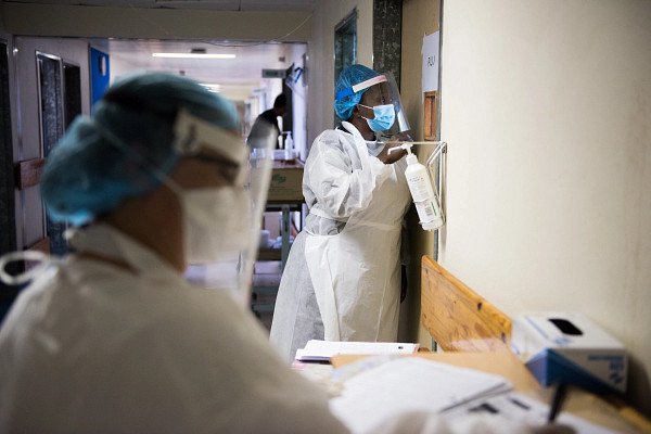 Medics in PPE on COVID-19 ward